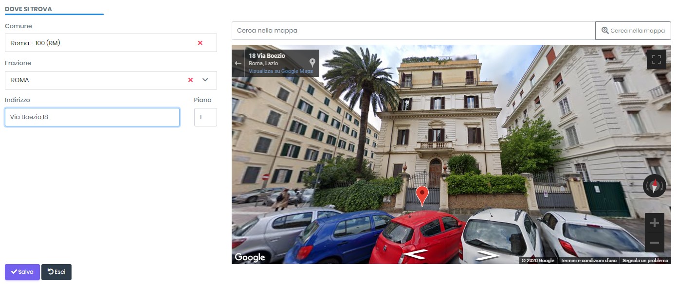 Anagrafica cliente con mappa in Caldaie Manager